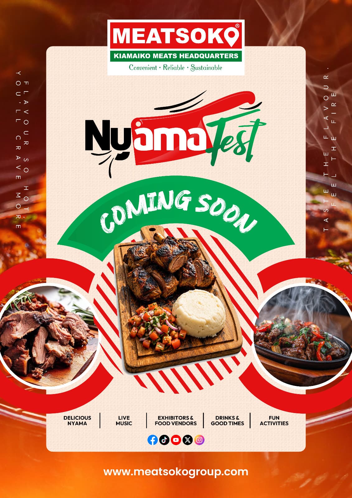 NyamaFest poster featuring grilled food and live entertainment