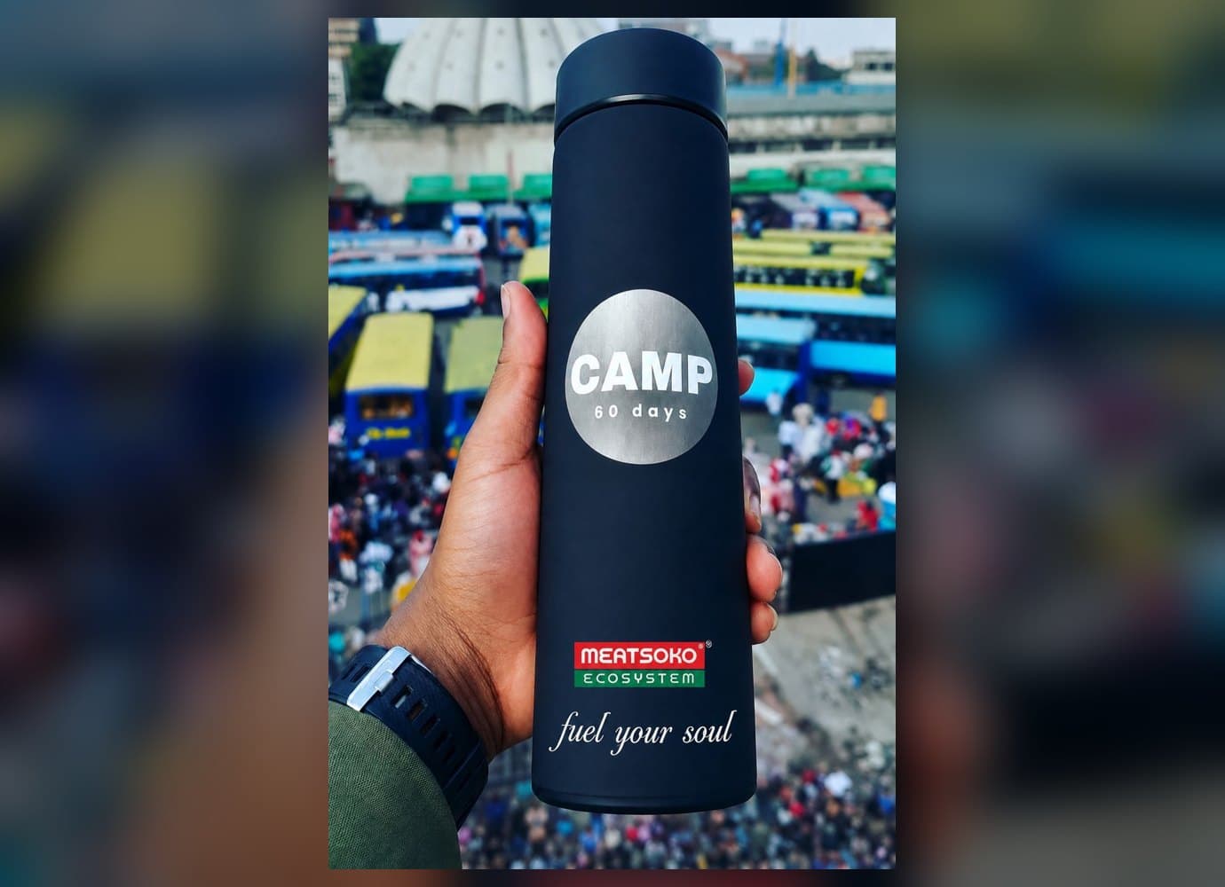 Fuel Your Soul Water Bottle, navy